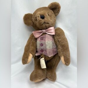 Vtg Handcrafted Articulated 17” Plush Bear Just Country Geo & Delphine Madron